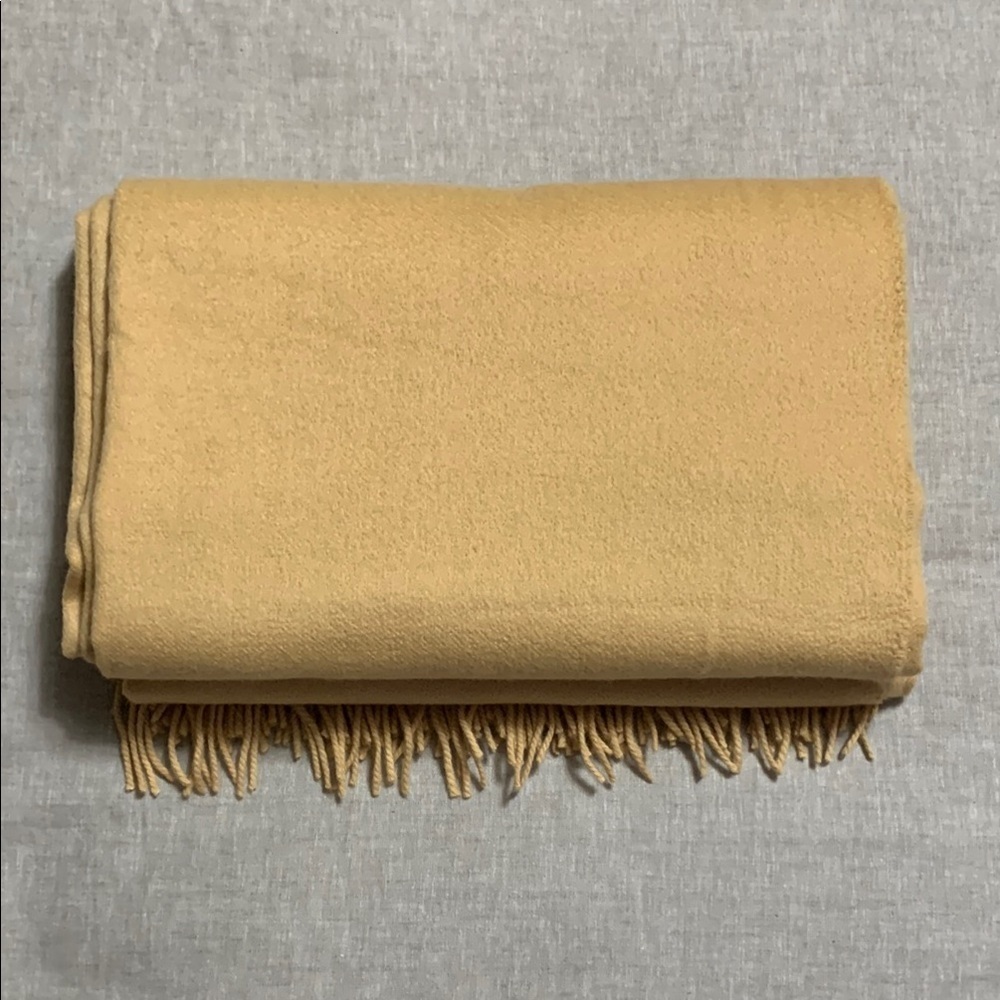 CO. BI. REY Camel Fringe 100% Pure Cashmere Throw Made In Italy 72X56”